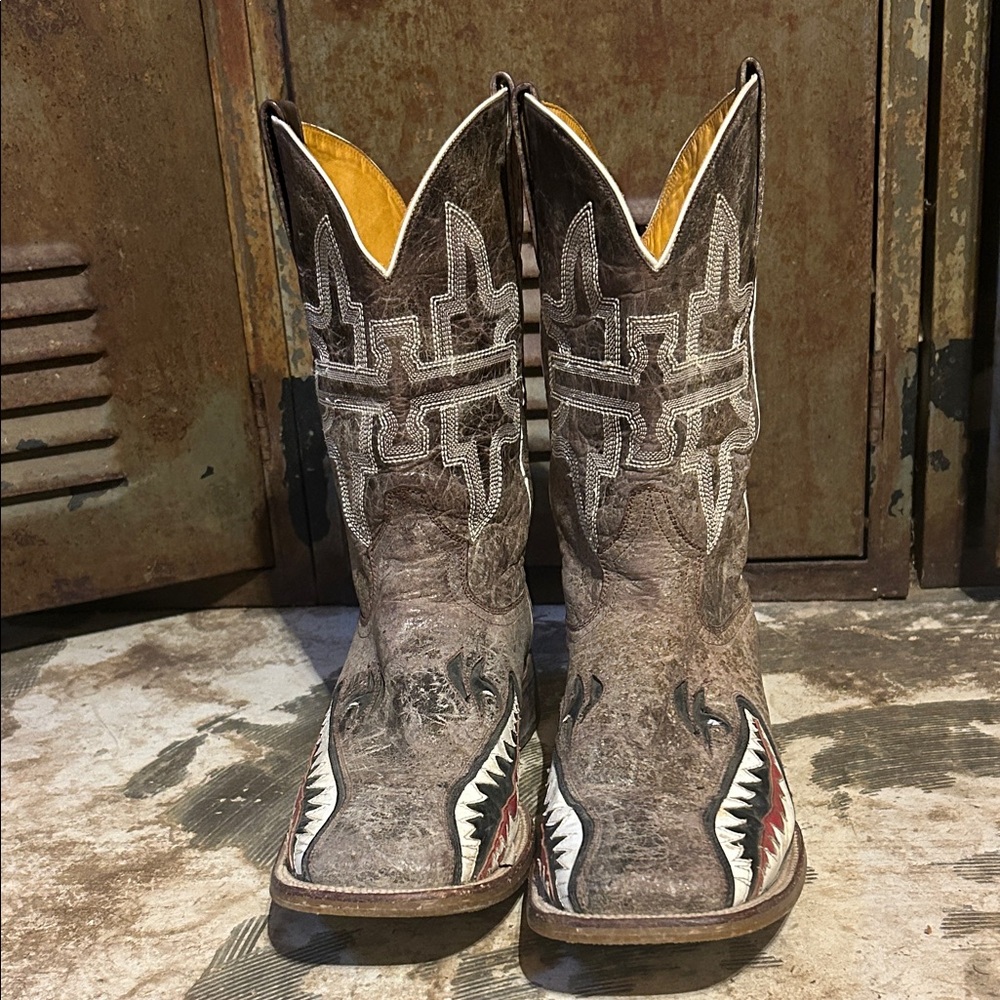 Tin Haul Brown and Yellow Cowboy Boots